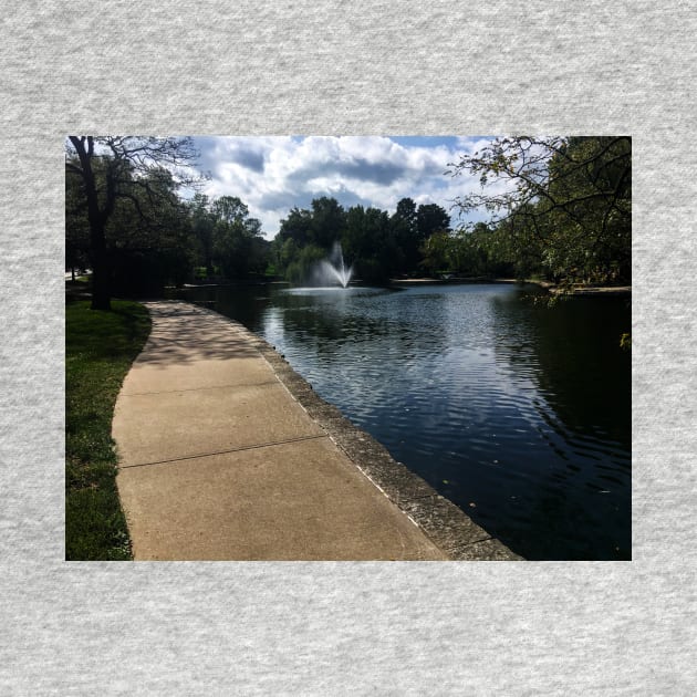 Sidewalk next to the Pond and Fountain in the Middle of Loose Park by Zen Goat 